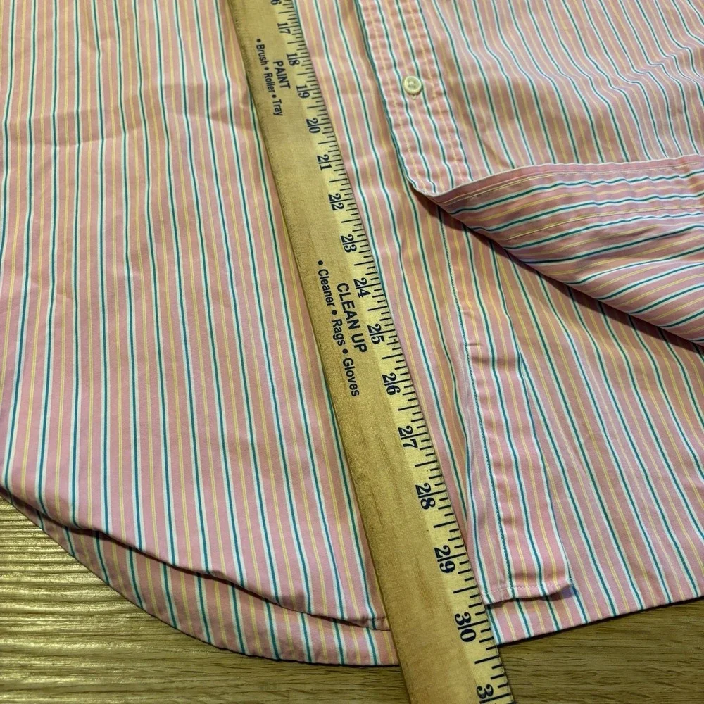 Polo Ralph Lauren Classic Fit MENS LARGE Button Up Shirt Pony Pink Blue Stripes
